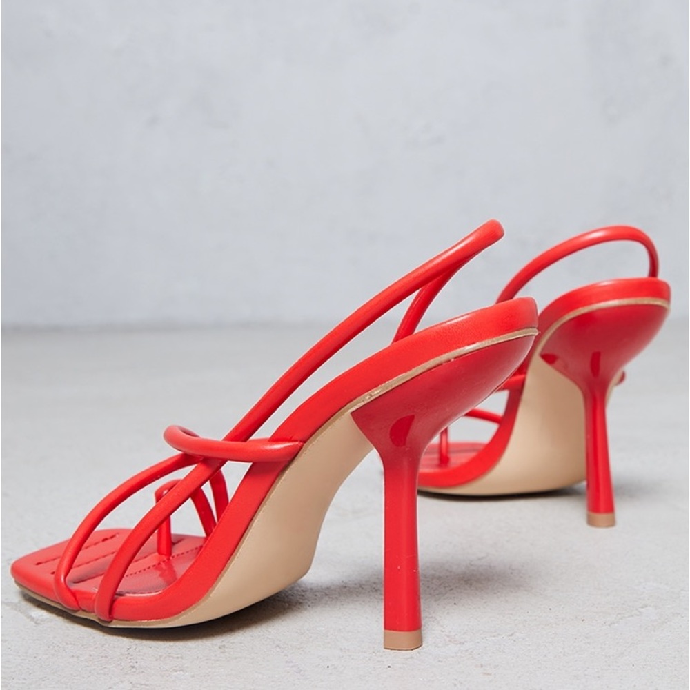 Prettylittlething Red Pu Square Toe Loop Padded S… - image 3
